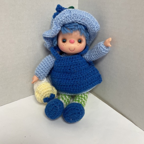 Vintage Strawberry Shortcake Blueberry Muffin Doll Crochet Outfit Blue 10 Inch - Picture 2 of 7